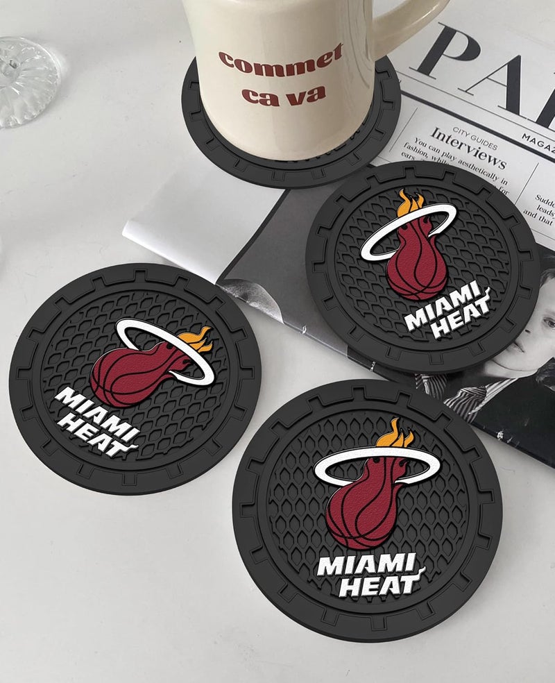 EMIJOY Heat Car Cup Holder Coasters,Miami Heat Car Cup Coasters for Drink Holder,2pcs Car Cup Holder Insert,Basketball Stuffs for Cars,Anti-Split Dust Proof Car Cup Mat,Silicon Beverage Mat,2.75'' - Image 5
