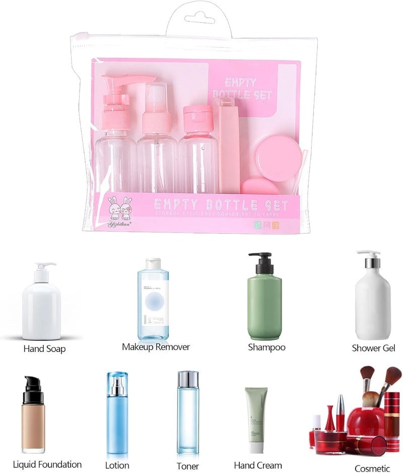 Refillable Travel Kit (6 Piece Trip Organizer Set) - Includes Pump, 2 Bottles, 1 Pack, 2 Cream Bottles, Plus Stylish Bag - Generic - Image 3