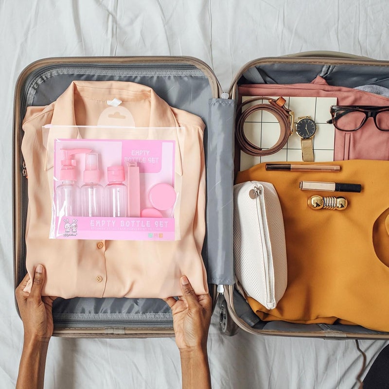Refillable Travel Kit (6 Piece Trip Organizer Set) - Includes Pump, 2 Bottles, 1 Pack, 2 Cream Bottles, Plus Stylish Bag - Generic - Image 2