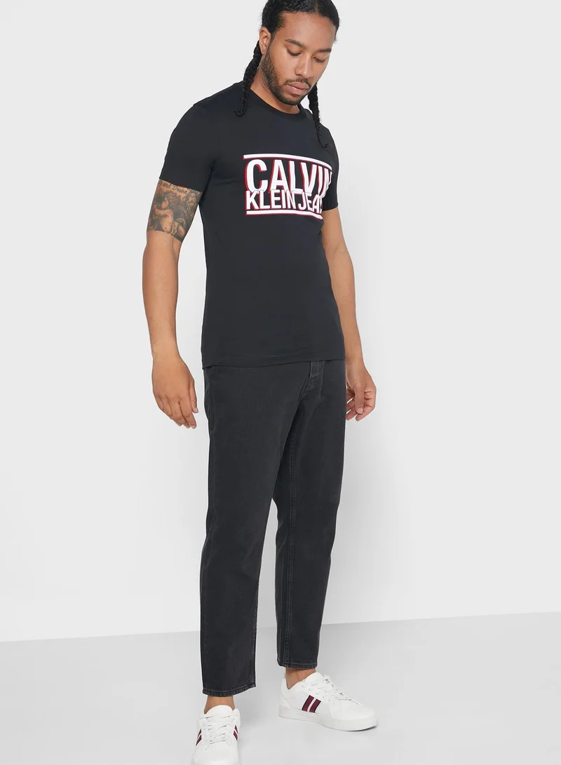 Calvin Klein Jeans Block Logo Slim Fit Crew Neck T-Shirt