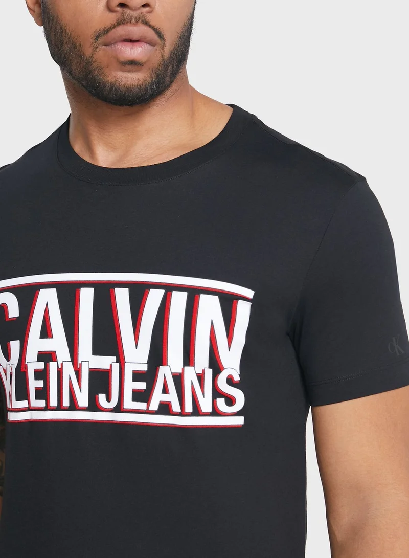 Calvin Klein Jeans Block Logo Slim Fit Crew Neck T-Shirt
