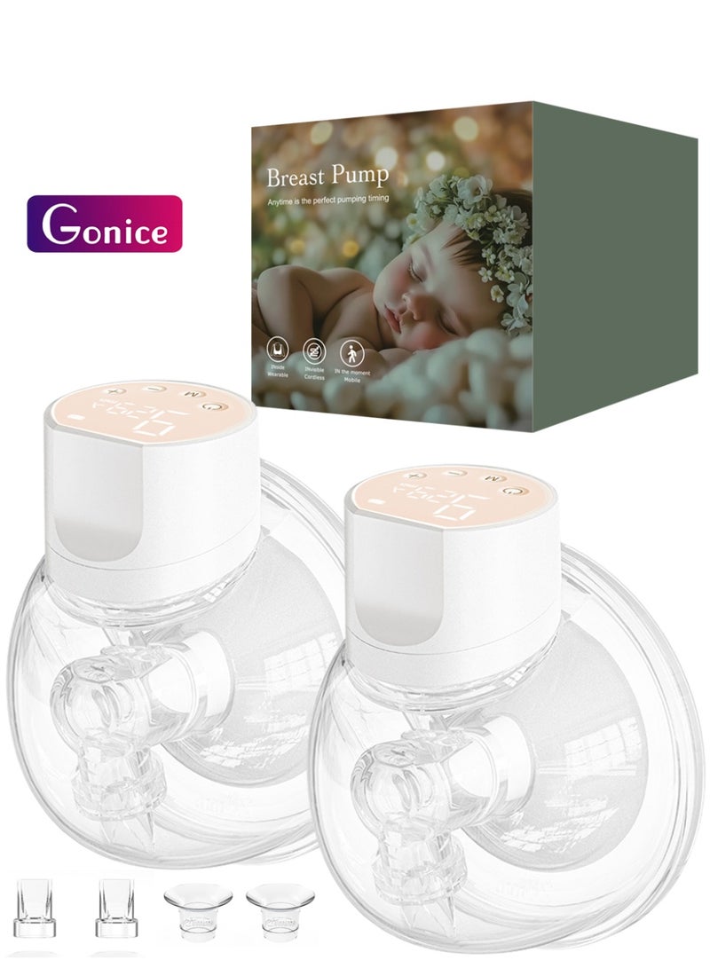 Gonice 2Pcs Hands-Free Wearable Breast Pump Double Electric with Vibration Massage Modes, PPSU BPA-Free Material & 210ml Large Capacity - Image 1