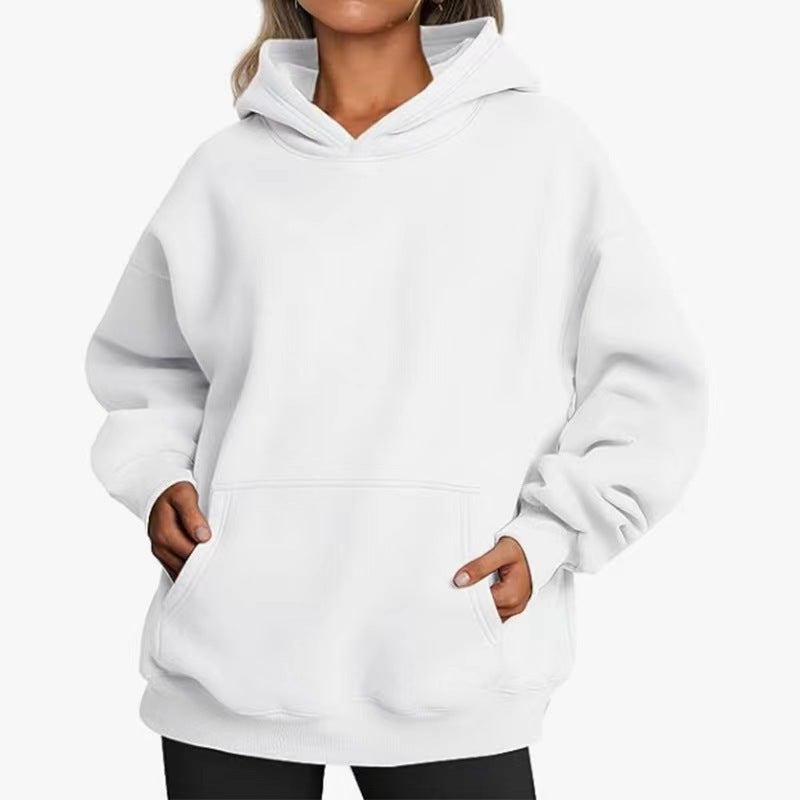 2024 Womens Hoodie Casual Pocket Pullover White