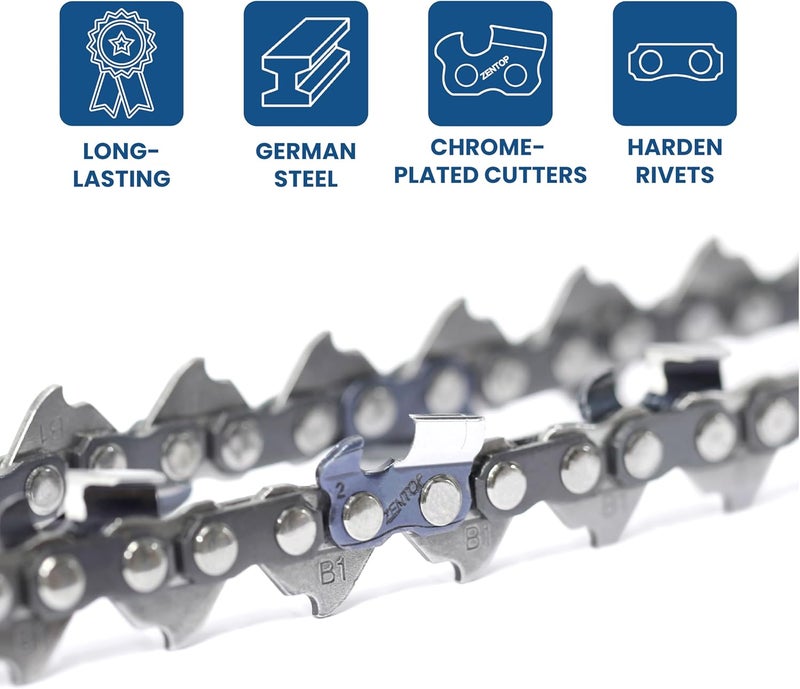 Zentop 18 Inch Chainsaw Chain, 325" Pitch, 050" Gauge, 72 Drive Links, Fits Husqvarna 440, 445, Poulan 4600, 4620, and More- H72 (3 Chains) - Image 4