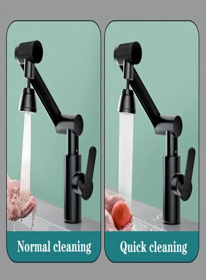 AROAQ Mechanical Arm Faucet with a Plastic Shell And Stainless Steel Body Featuring Three Water Flow Modes, Equipped with Two Inlet Pipes, Capable of 360-Degree Rotation - Image 3