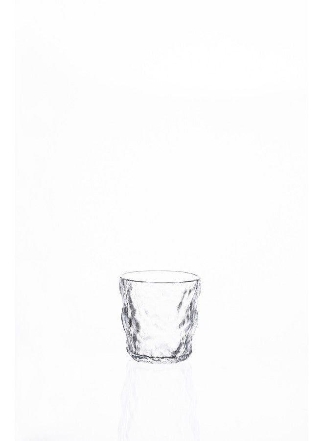 2-piece 250ml Glacier Grain Short Transparent Glass Drinking Glass Cup with Elegant Wave Pattern Design, Dishwasher Washable 