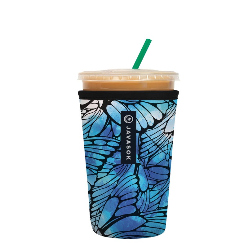 Sok It Java Sok Iced Coffee & Cold Soda Insulated Neoprene Cup Sleeve (Butterfly Oasis  Medium: 22-28oz) - Image 1