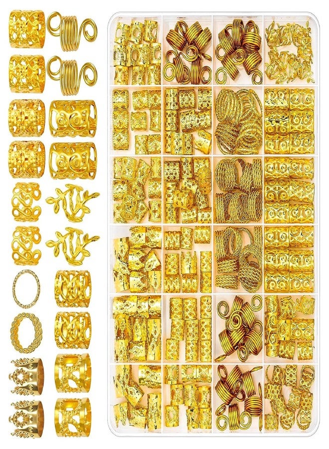 CoguZed 220-Pieces Gold & Golden Yellow Hair Charms for Braids & Dreadlocks – Hair Jewelry for Braids for Women - Image 1