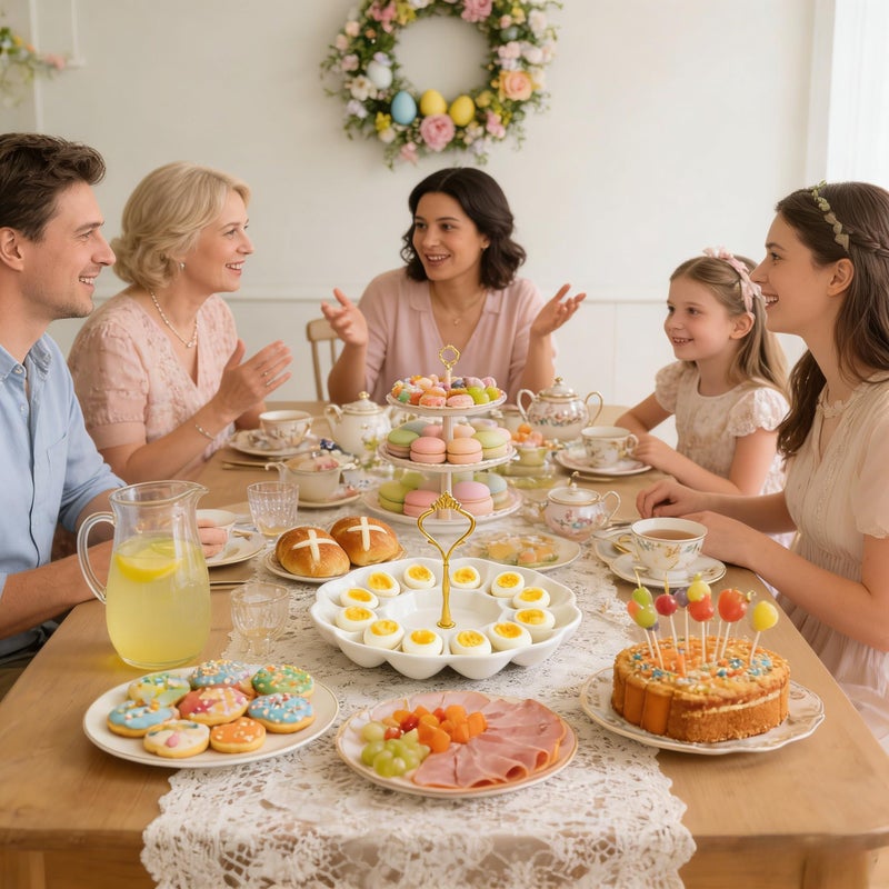 Potchen 1 Tier Ceramic Easter Deviled Egg Platter 12 Hole Deviled Egg Tray Container, Detachable Eggs Holder Tower for Easter Party Food Container for Kitchen Countertop Microwave Dishwasher Freezer - Image 2