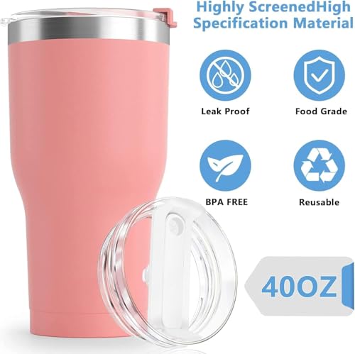 Rimoleur Replacement 40 oz Tumbler Lid Compatible with Stanley Cup, Dustproof Spill Proof Splash Resistant Tumbler Covers Fit for Stanley Tumbler and More Coffee Mugs,Pack of 1 (Hot pink) - Image 2