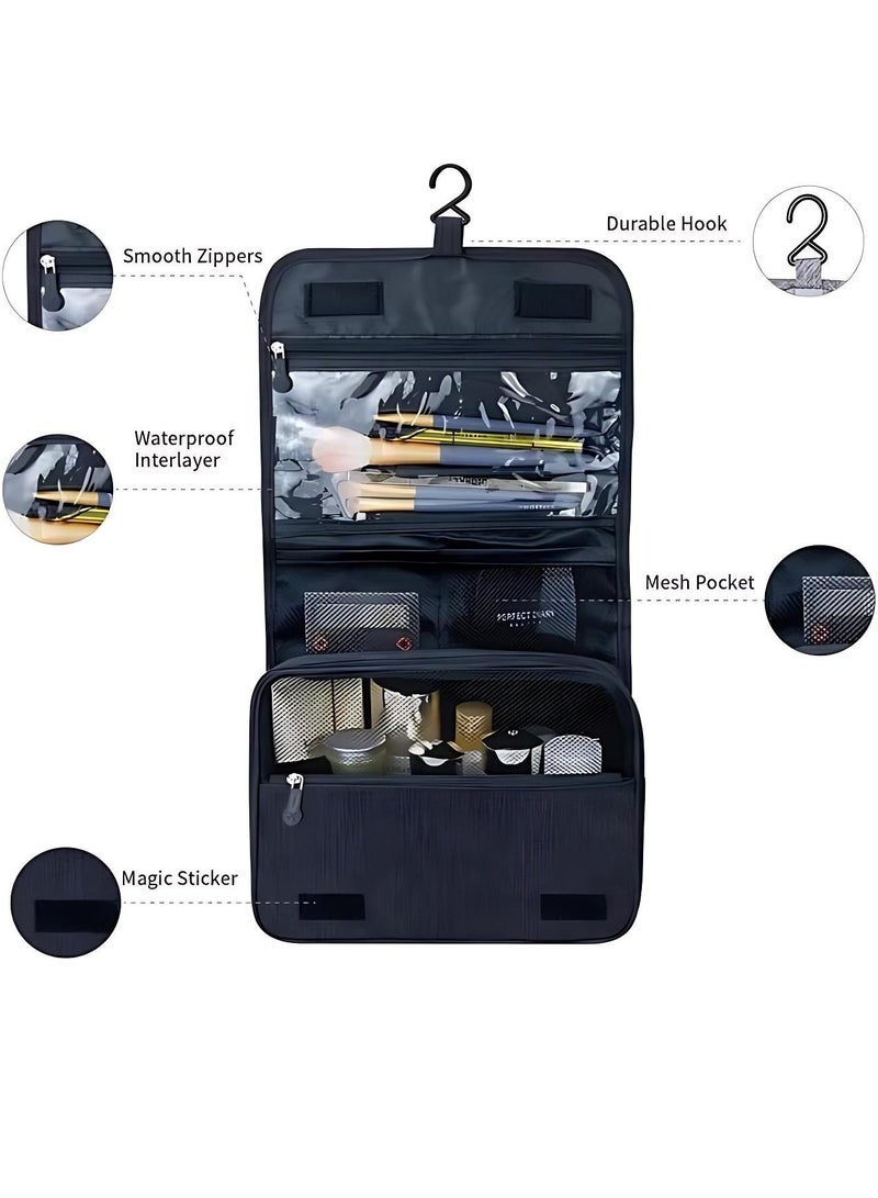 أوجا حقيبة مستحضرات التجميل المعلقة للسفر للرجال والنساء - مجموعة منظم أدوات التجميل ومستحضرات النظافة، حقيبة مستحضرات تجميل متعددة الوظائف مقاومة للماء مع خطاطيف للسفر - Image 4