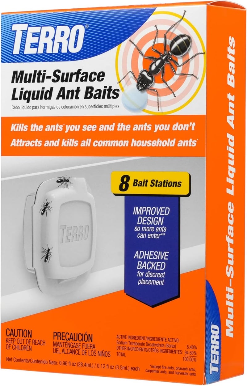 Terro Indoor Liquid Ant Baits with Adhesive Strips for Discreet Baiting - Ant Trap and Bait Station - 8 Pack - T334SR - Image 1