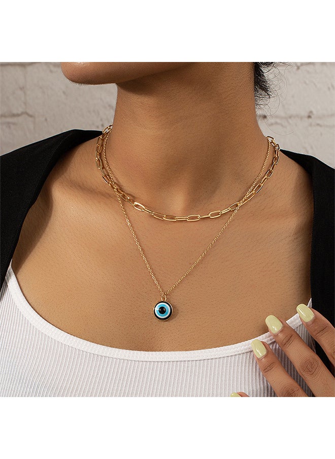 Depend Gold Evil Eye Necklace For Women, Handmade Female Evil Eye Jewelry Necklace Pendant Lucky Amulet  - Image 1