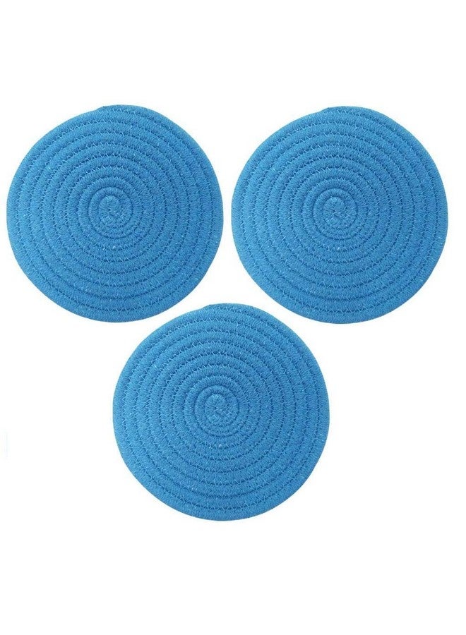 STAR WORK STAR WORK- Set of 3 Potholders for Dining Table, 8 Inch Trivets Set Cotton Thread Weave, Hot Pot Holders Stylish Coasters for Farmhouse Decor, Hot Pads Thermal (AQUA BLUE) - Image 1