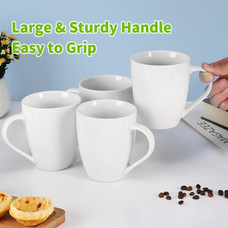 Mfacoy White Coffee Mugs Set of 4, 16 Ounce Mug with Handles, Ceramic Coffee Cups, Porcelain Mugs Sets, Large Coffee Mugs for Coffee, Tea, Hot Cocoa, Milk, Microwave and Dishwasher Safe - Image 5