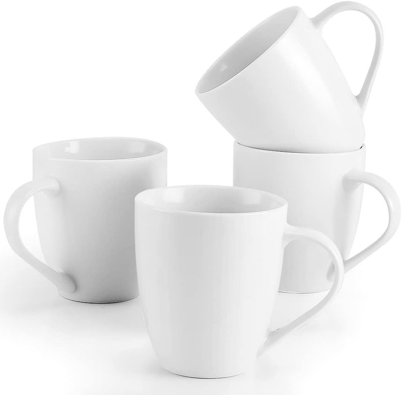 Mfacoy White Coffee Mugs Set of 4, 16 Ounce Mug with Handles, Ceramic Coffee Cups, Porcelain Mugs Sets, Large Coffee Mugs for Coffee, Tea, Hot Cocoa, Milk, Microwave and Dishwasher Safe - Image 1