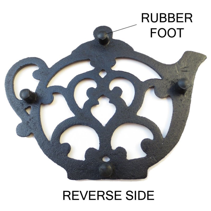 Cara's Casa Teapot Cast Iron Trivet for Hot Pots & Kitchen & Dining Table, Gift for Home, Metal Wall Art & Home Decor, 2 or More for Set, Black, 8 by 6.1 Inches - Image 4
