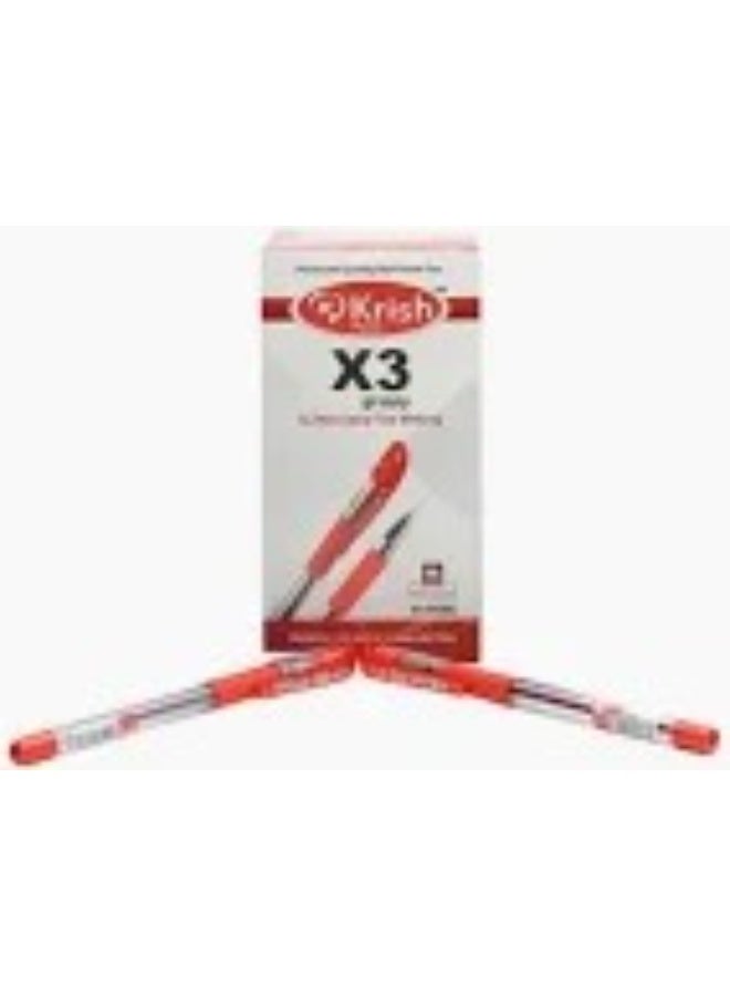 أقلام حبر جاف كريش غريبي 0.7 مم أحمر - أقلام كتابة سلسة، عبوة من 50 قلمًا، قبضة مريحة، رأس رفيع