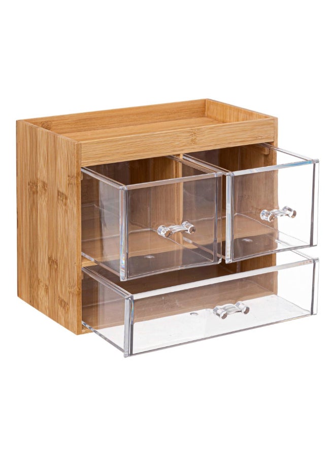 Five Simply Smart Selena 3-Drawer Rectangular Jewelry Box Clear and Brown 20 x 15.3 x 24.2 cm 174806 - Image 2