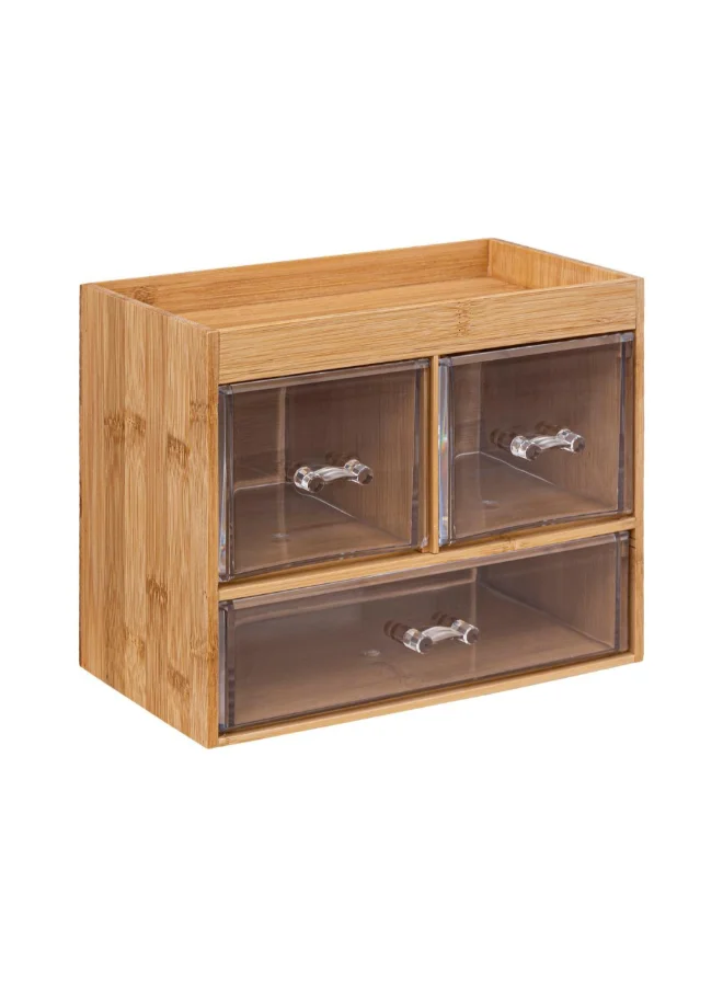 Five Simply Smart Selena 3-Drawer Rectangular Jewelry Box Clear and Brown 20 x 15.3 x 24.2 cm 174806
