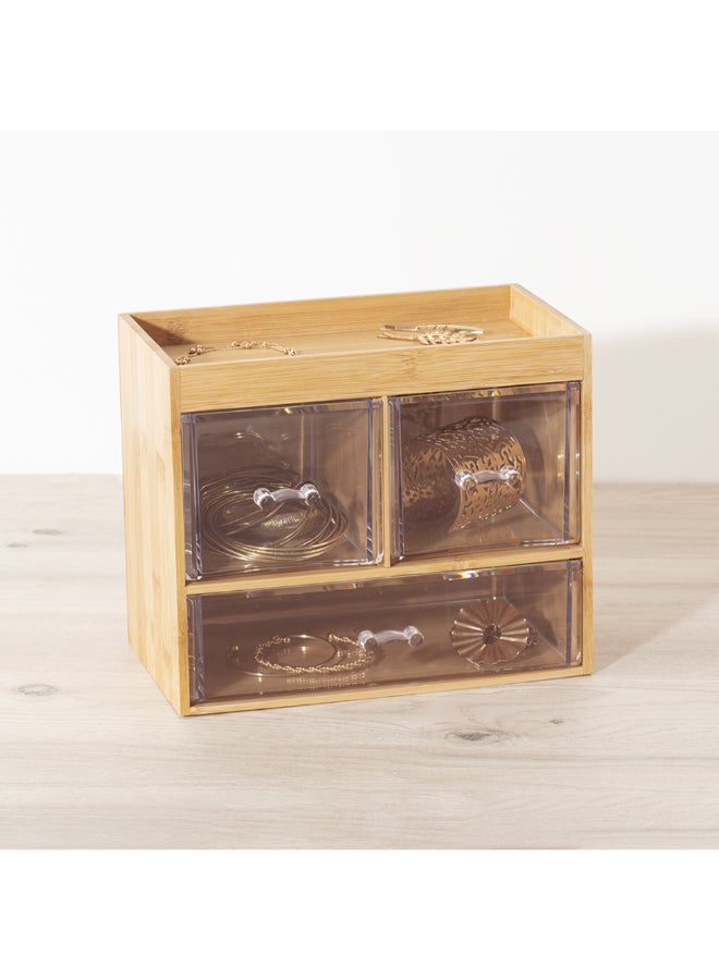 Five Simply Smart Selena 3-Drawer Rectangular Jewelry Box Clear and Brown 20 x 15.3 x 24.2 cm 174806 - Image 5