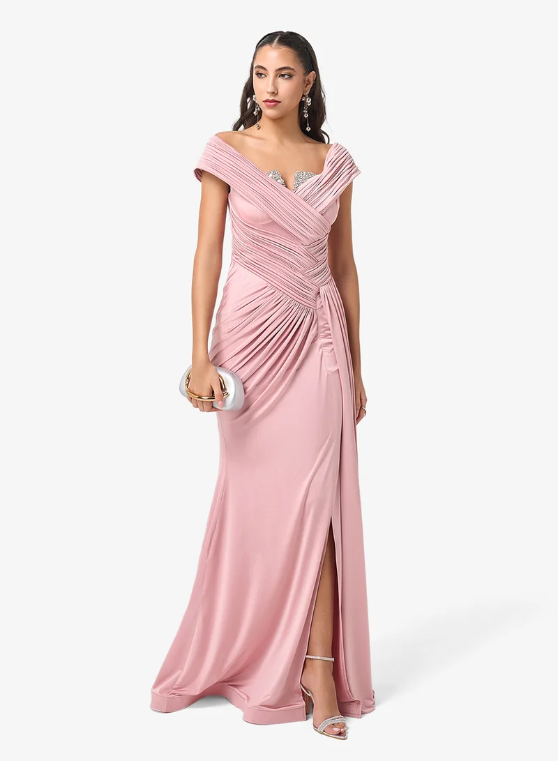 Threadz by Ajooni Embellished Side Slit Maxi Dress
