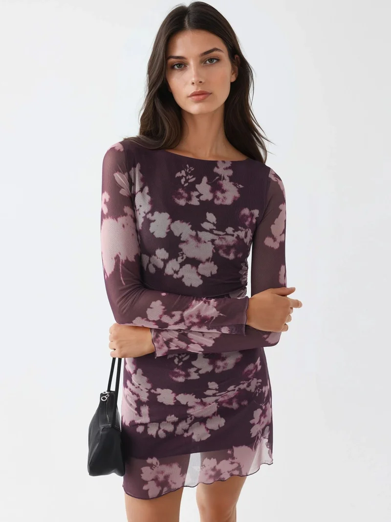 Busem BUSEM Floral Mini Dress with Long Sleeves