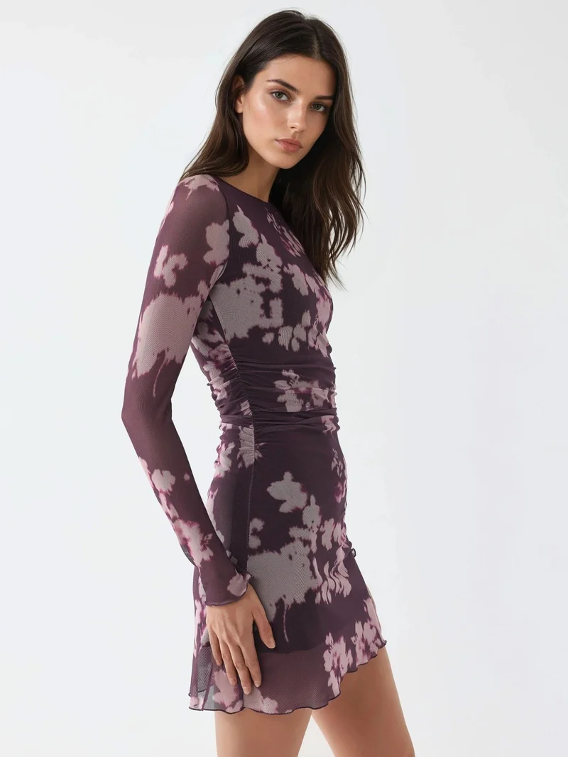 Busem BUSEM Floral Mini Dress with Long Sleeves