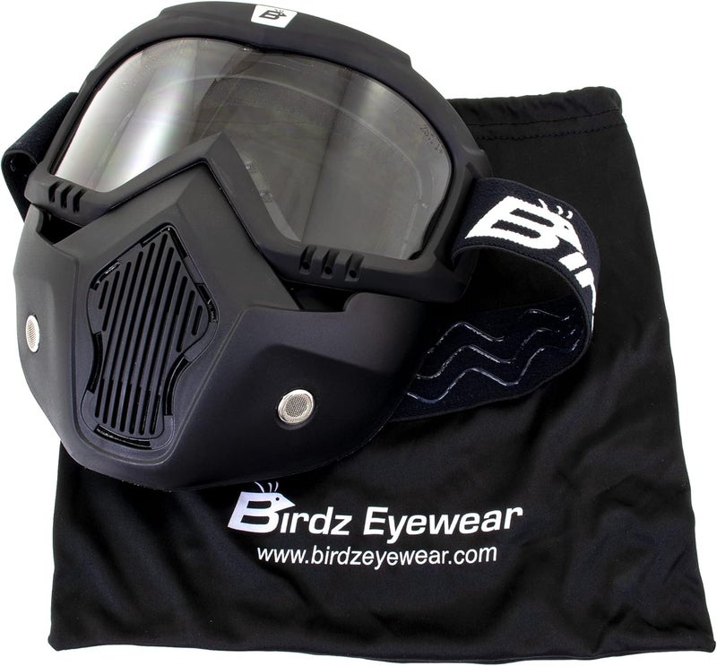 Birdz Eyewear Skylark Motorcycle Goggles with Removable Face Mask - Image 3