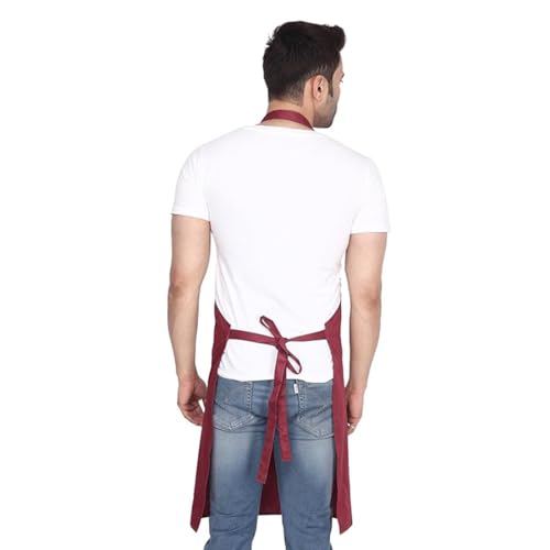 MAKSTILE Waterproof & Dustproof Apron For Dishwashing, Cooking, Dog Grooming, Gardening, Car Wash, Lab, Restaurant & Industrial Use | Unisex| Maroon | Pack Of 1 - Image 3