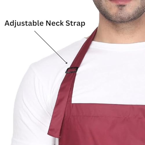 MAKSTILE Waterproof & Dustproof Apron For Dishwashing, Cooking, Dog Grooming, Gardening, Car Wash, Lab, Restaurant & Industrial Use | Unisex| Maroon | Pack Of 1 - Image 2