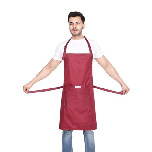 MAKSTILE Waterproof & Dustproof Apron For Dishwashing, Cooking, Dog Grooming, Gardening, Car Wash, Lab, Restaurant & Industrial Use | Unisex| Maroon | Pack Of 1 - Image 4