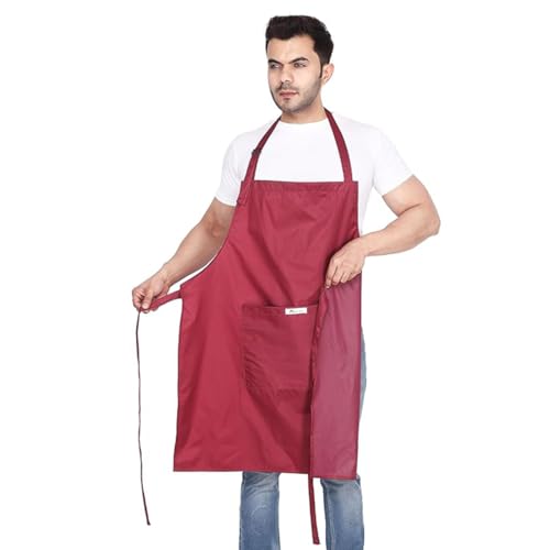 MAKSTILE Waterproof & Dustproof Apron For Dishwashing, Cooking, Dog Grooming, Gardening, Car Wash, Lab, Restaurant & Industrial Use | Unisex| Maroon | Pack Of 1 - Image 5