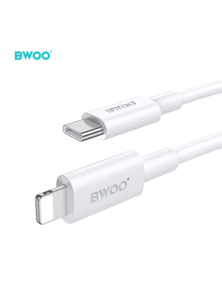 BWOO Type-C To Lightning Fast Charging Data Cable White - Image 2