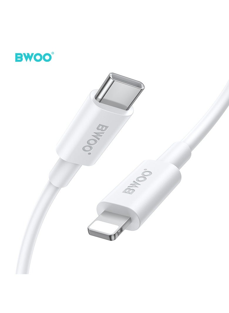 BWOO Type-C To Lightning Fast Charging Data Cable White - Image 3