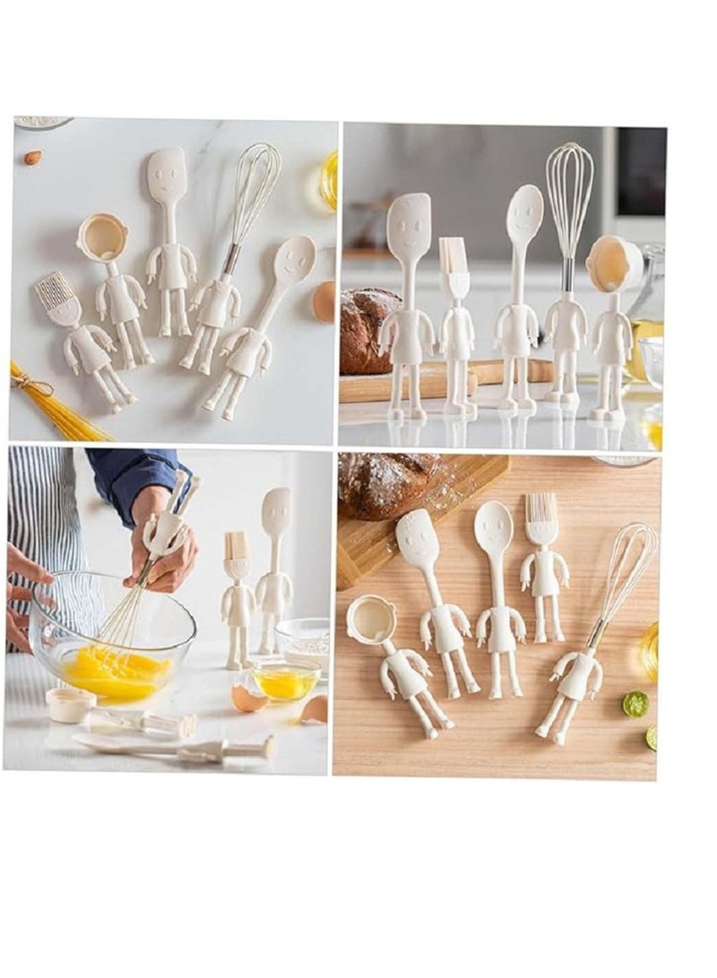 SYOSI Human Shaped Kitchen Utensils Set, 5 Pcs Silicone Cute Utensils, Non Stick Heat Resistant Baking Tools, Kitchen Gadgets Tools, Comfortable Grip Handle Stand up Kitchenware - Image 5
