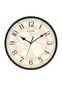Naturel NATUREL Plastic Round Shape Wall Clock with Black Frame - Vintage Flower, 24 cm x 24 cm x 3.5 cm (2041)  - Image 1