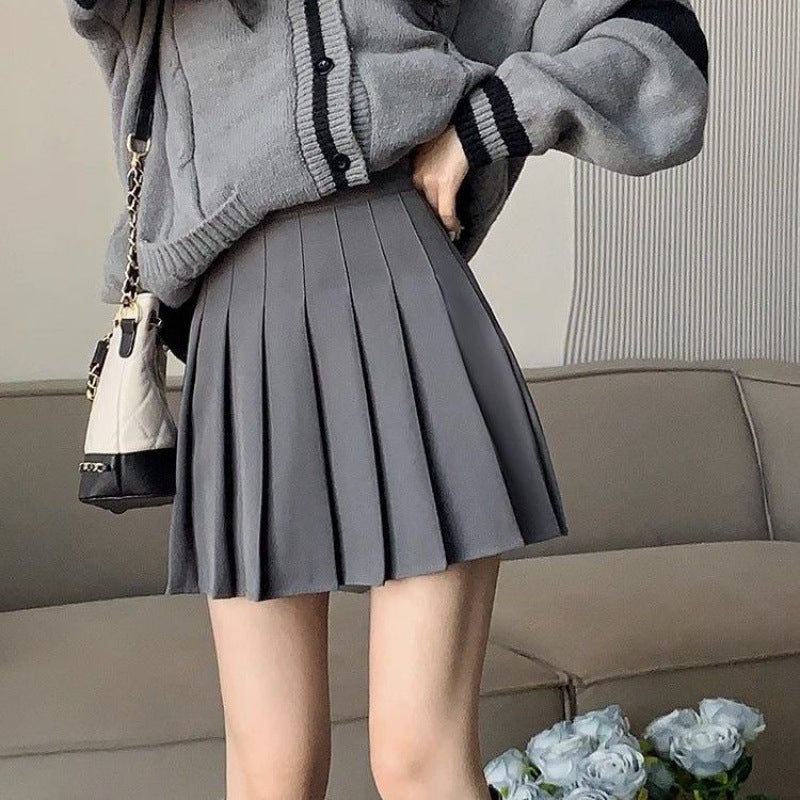 Black Four-Season Pleated Skirt High-Waisted Slimming Short Skirt A-Line Skirt For Small People - Image 4