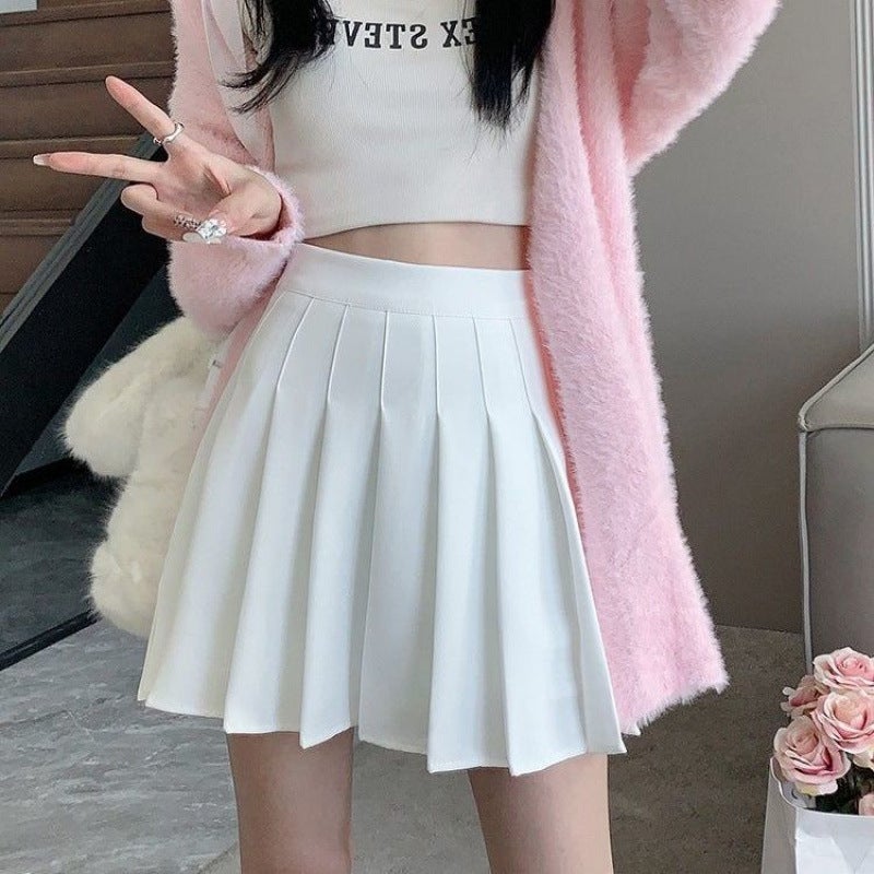 Black Four-Season Pleated Skirt High-Waisted Slimming Short Skirt A-Line Skirt For Small People - Image 3