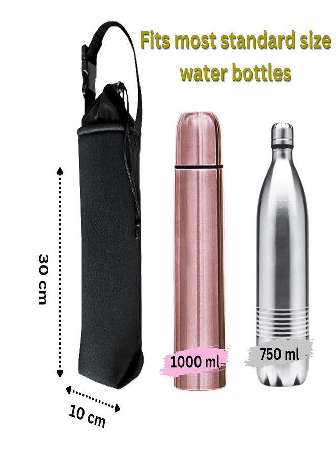 NIHSPRUHAY Water Bottle Carrier Bag, Adjustable Shoulder Hand Strap Neoprene Sleeve Sports Water Bottle Accessories for Hiking Travelling Camping, Black - Image 5