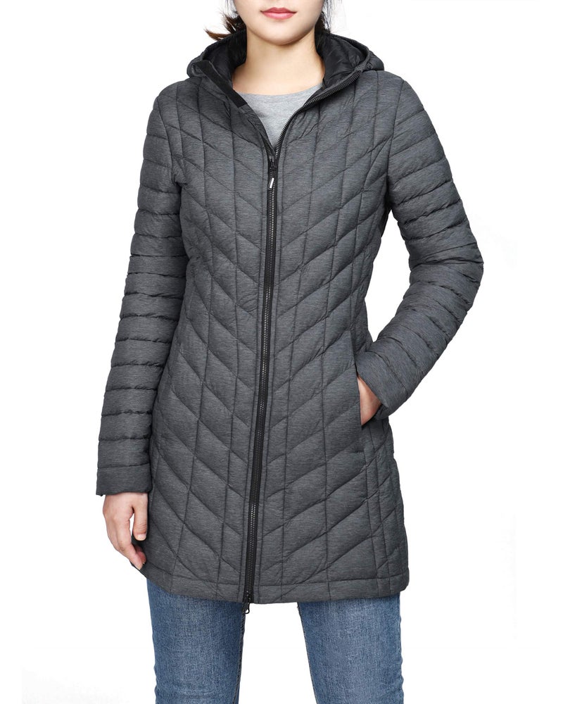 Outdoor Ventures Women's Lightweight Warm Winter Long Puffer Coat with Hood-L,32" - Image 1