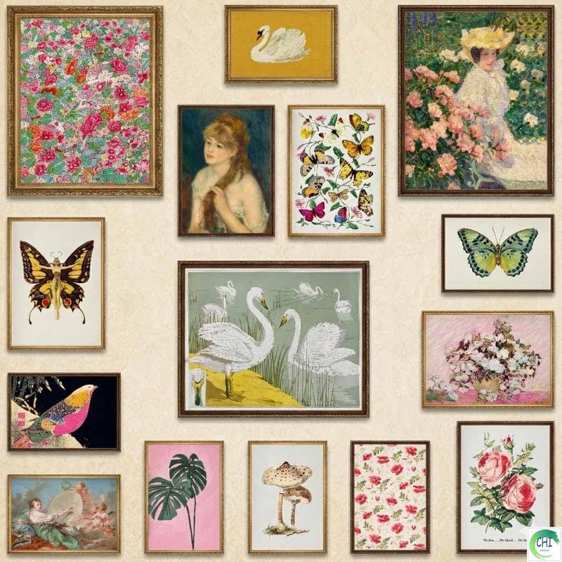 LANCHI95 15 Pcs Maximalist Gallery Wall, Colorful Eclectic Decor, Colorful Art, Girls Room, Vintage Wall Art Prints, Moody Maximalist Bedroom Decorations (UNFRAMED) - Image 1