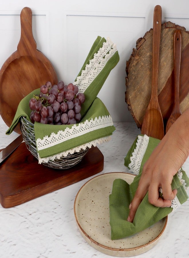 FINGERCRAFT مناديل مطبخ FINGERCRAFT، مجموعة من 6 مناشف صحية قطنية عالية الجودة، قماش مطبخ متعدد الاستخدامات، ناعمة جداً، عالية الامتصاص، مناشف بار وشاي 20 بوصة × 30 بوصة، زيتوني - Image 2