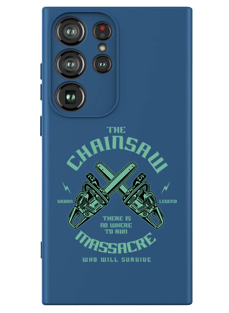 Theodor Protective Slim Fit Case Liquid Silicone Cover with Full Body Protection Anti-Scratch Shockproof Case For Samsung Galaxy S24 Ultra (Blue) - The chainsaw - Image 1