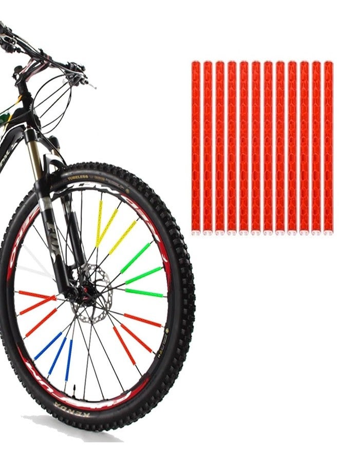 Alexvyan 12 pcs Red Spoke Wheel Reflectors Bicycle, 7.5 x 0.5cm Bicycle Spokes Sticks with 360° Visibility Bicycle Spokes Reflectors Clips Bicycle Reflectors Cycling Accessories Mountain Bike - Image 1