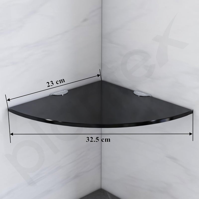 plantex Plantex Black Glass Corner Shelf for BathroomCorner Shelf for KitchenLiving Room Corner Organizer Wall Storage Shelf Premium Bathroom Accessories 9x9 Inches Pack of 2 - Image 2