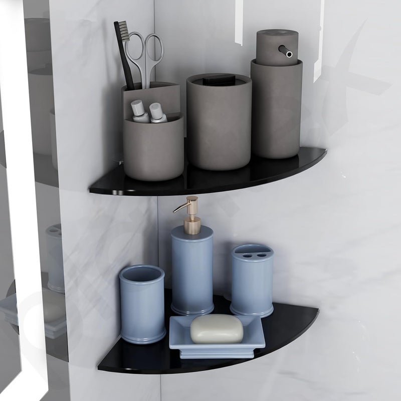plantex Plantex Black Glass Corner Shelf for BathroomCorner Shelf for KitchenLiving Room Corner Organizer Wall Storage Shelf Premium Bathroom Accessories 9x9 Inches Pack of 2 - Image 5