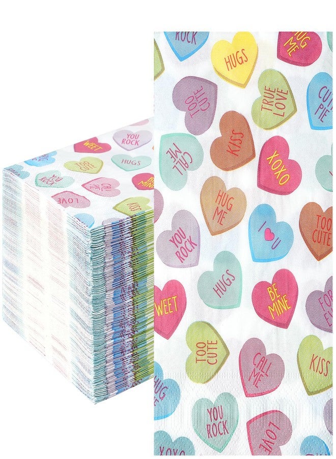 Pascliyna 100Pcs Valentine’s Day Paper Napkins, Colorful Disposable Love Heart Napkins, Valentines Decorative Paper Guest Towels for Wedding Engagement Anniversary Home Bathroom Party Supplies - Image 1
