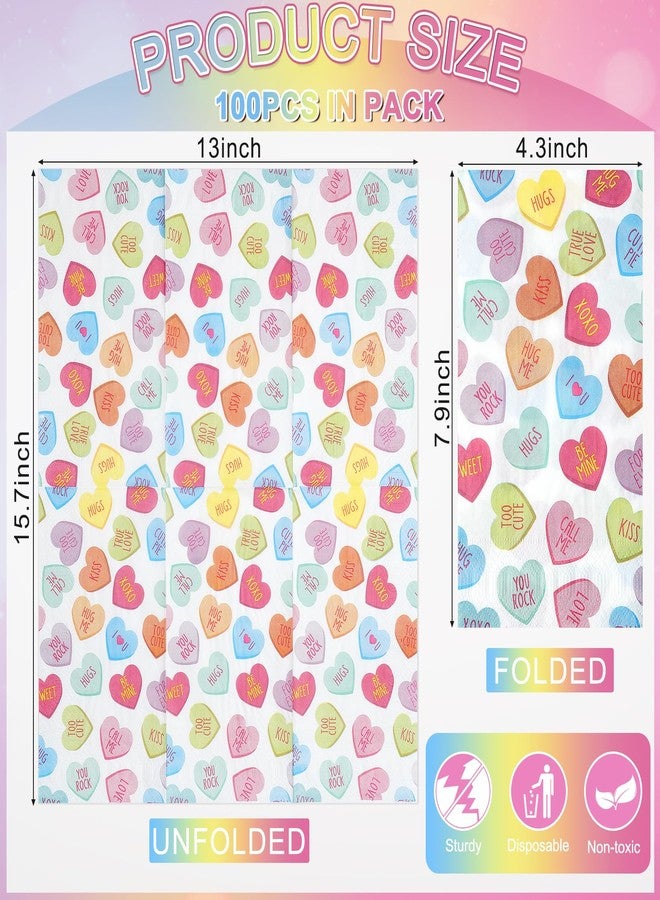Pascliyna 100Pcs Valentine’s Day Paper Napkins, Colorful Disposable Love Heart Napkins, Valentines Decorative Paper Guest Towels for Wedding Engagement Anniversary Home Bathroom Party Supplies - Image 2
