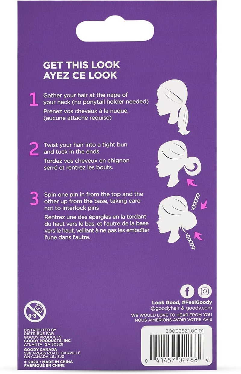 Goody Simple Styles Hair Spin Pin Coil - 2 Units for Effortless Hair Styling - Image 2